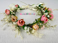 Fabric rose crown floral headband for girls. For flower girls, bridesmaid, birthdays, weddings, photoshoots.
