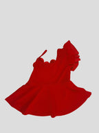 Back view of red floral girls party outfit, suitable for birthdays, parties and special occasions
