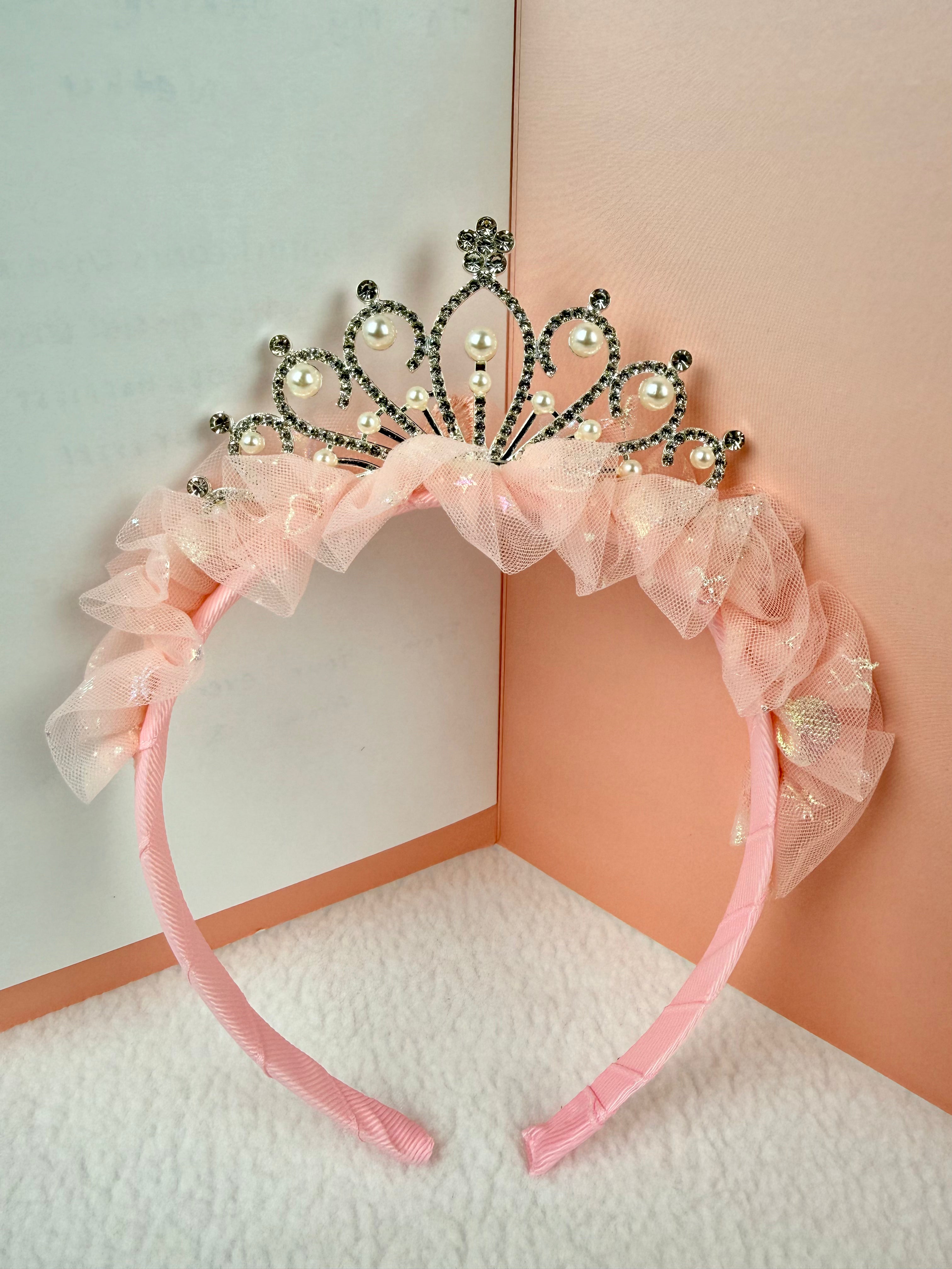 Pink Princess Tiara with stones and pearls. Suitable for birthdays, photoshoots