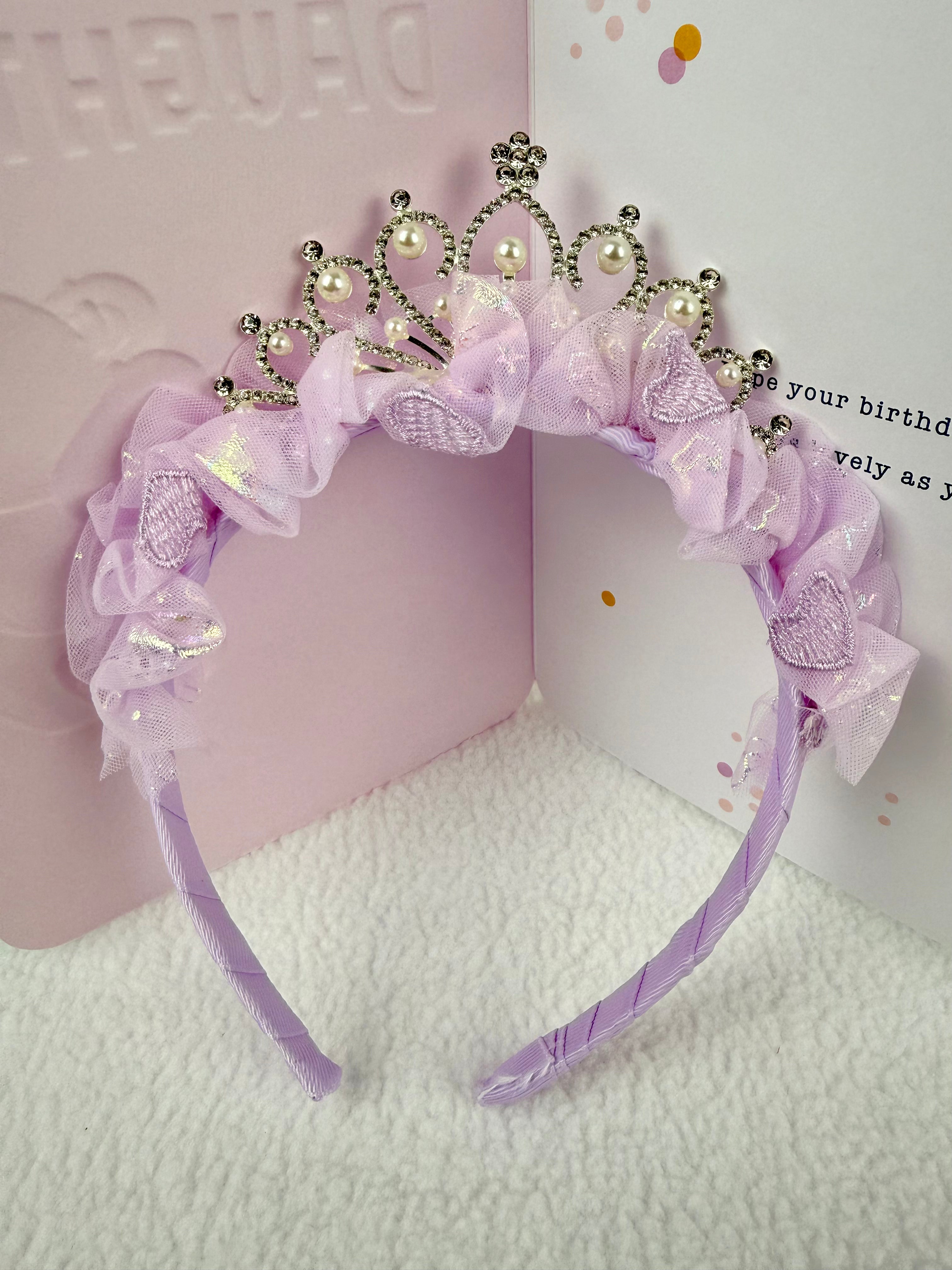 Purple Lilac Princess Tiara with stones and pearls. Suitable for birthdays, photoshoots.