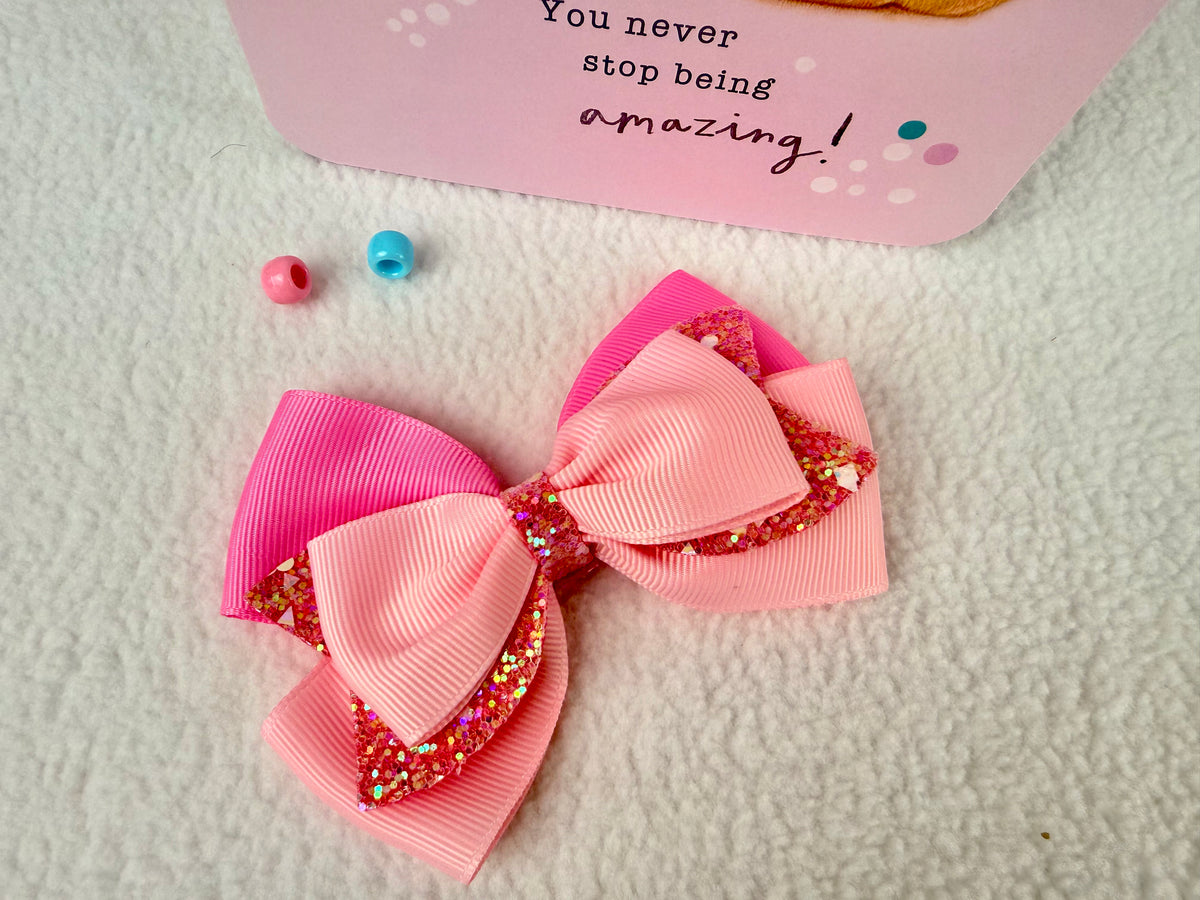 Girls pink princess hairclip. For birthdays, party, photoshoots.