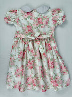 Back view of floral rose smocked dress. Suitable for birthdays, family gatherings, special occasions, or everyday.